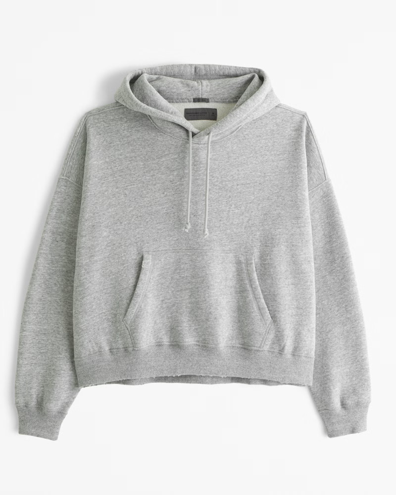 Abercrombie & Fitch Men's Essential Cropped Popover Hoodie in Gray Heather - Size XS | Abercrombie & Fitch (US)