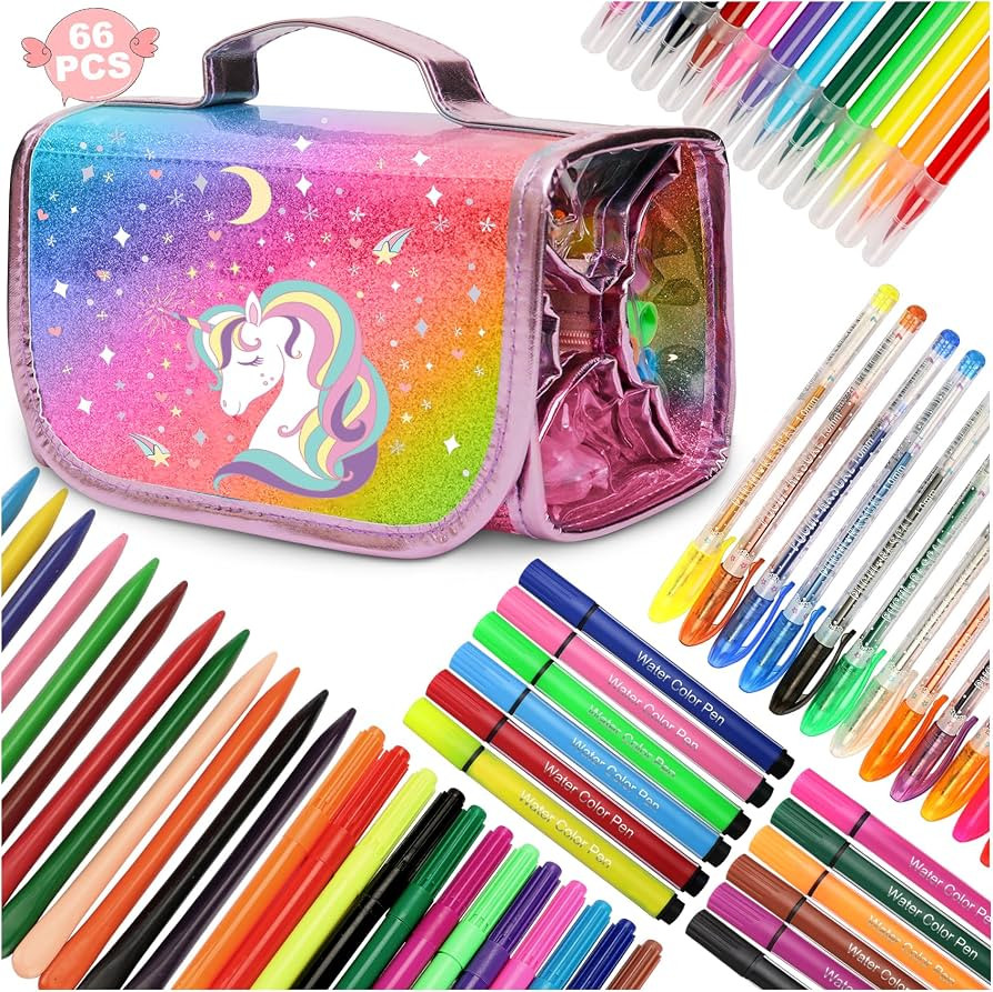 Unicorn Markers Set Gifts for Girls: Coloring Scented Markers Kit with Unicorns Pencil Case - 66P... | Amazon (US)