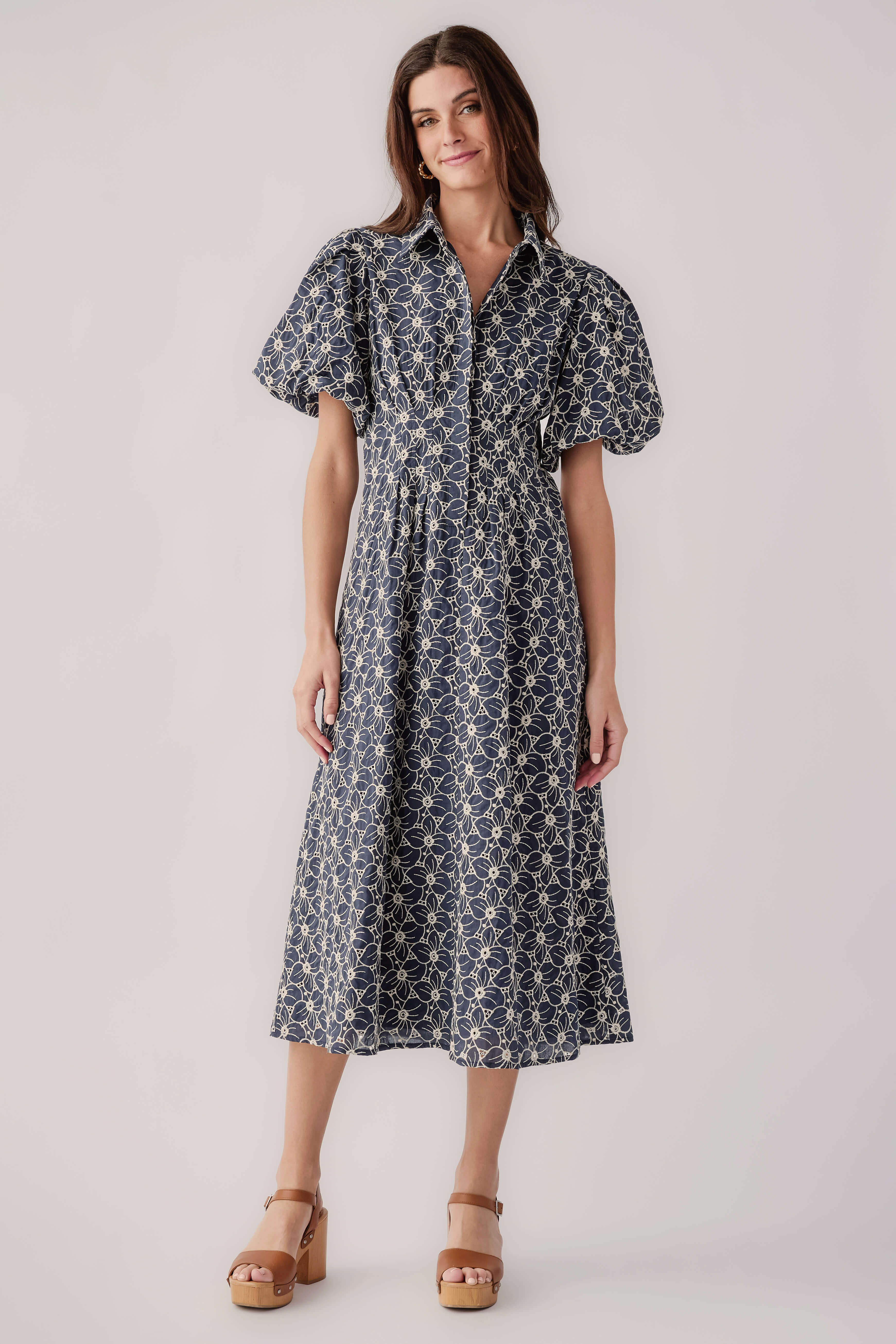 Fate Floral Eyelet Midi Dress | Social Threads