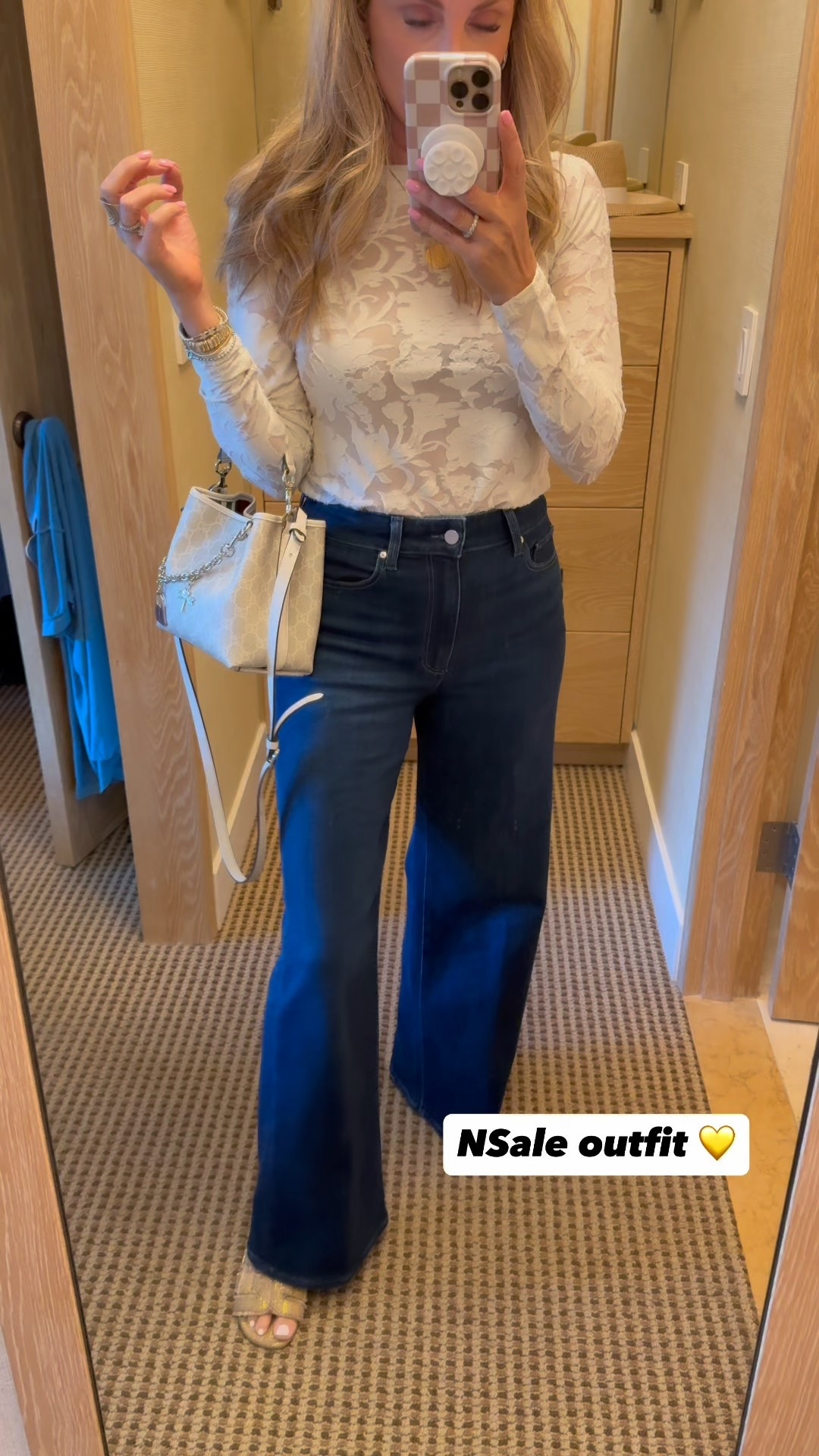 NSale outfit 🙌🏼 perfect wide leg denim & I lovvvvve this lace top 🥰 small
Nordstrom anniversary sale 

#LTKSaleAlert #LTKOver40 #LTKFindsUnder100