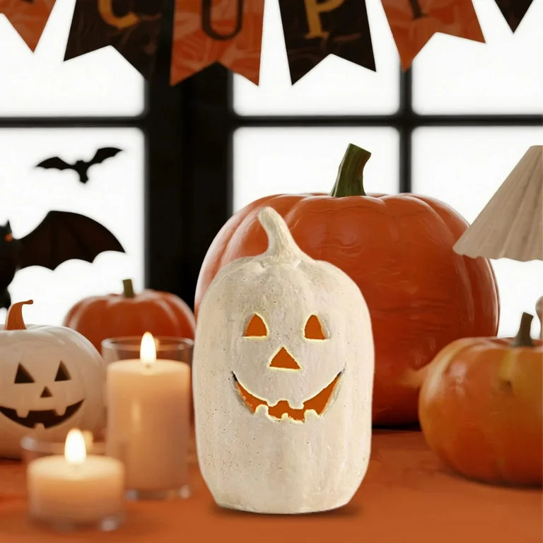 LED Lighted Halloween Pumpkin Decor - 12in Waterproof Resin Jack-o'-Lantern for Indoor Outdoor Fa... | Walmart (US)