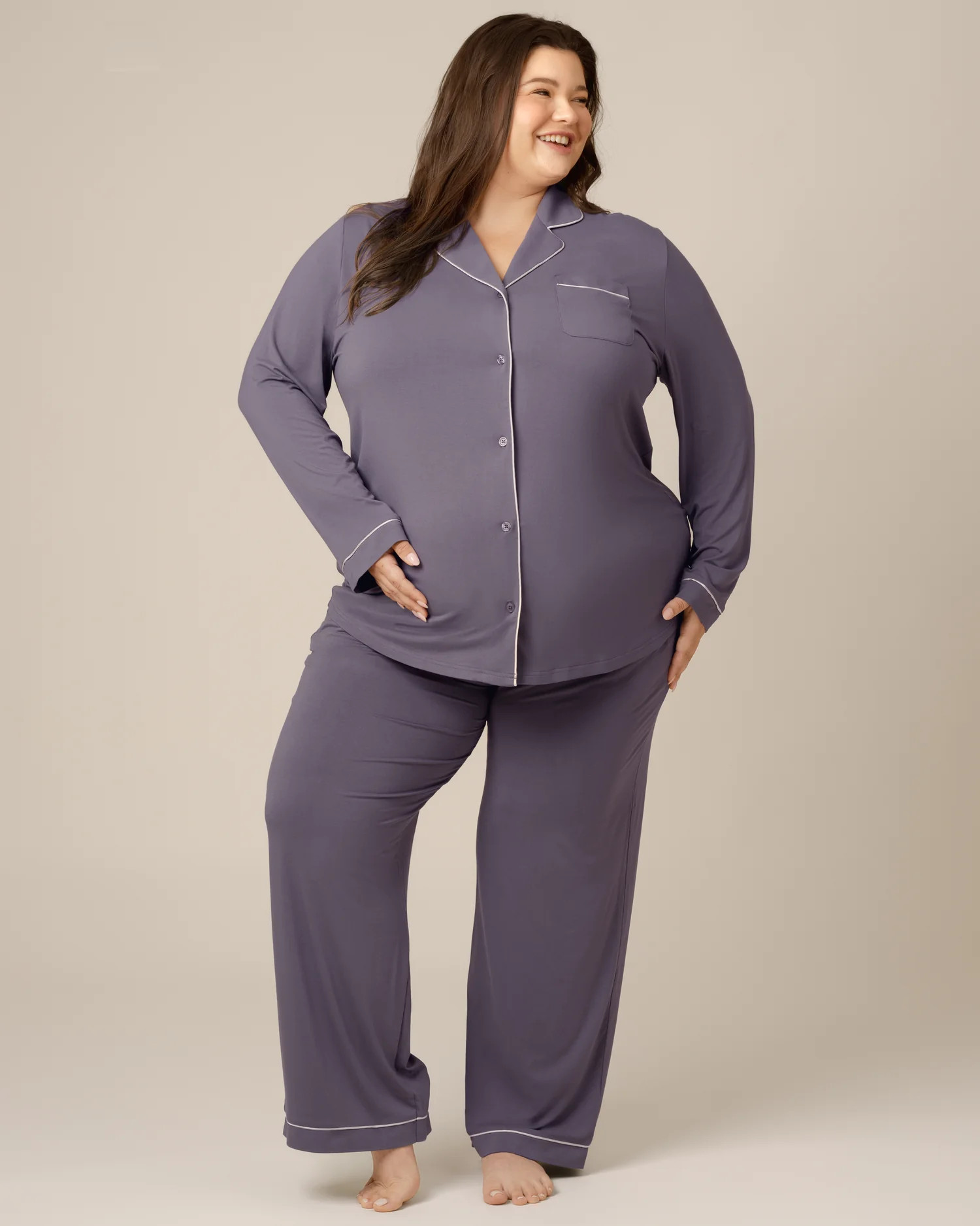 Clea Bamboo Long Sleeve Pajama Set | Granite | Kindred Bravely