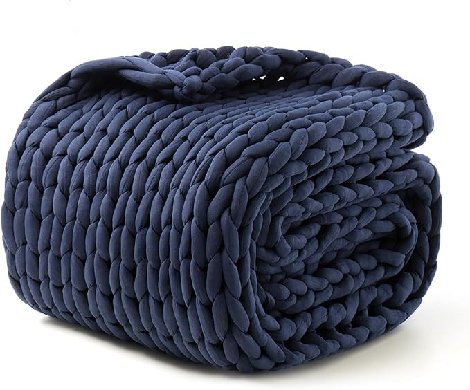 Hand-Knit Weighted Blanket for Adults, Gifts for Fathers Day Men Birthday Gifts,Chunky Knit Blank... | Amazon (US)