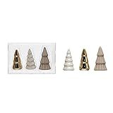 Creative Co-Op 1" Round x 2" H Stoneware Trees, Grey, Gold & White, Boxed Set of 3 Figures and Fi... | Amazon (US)