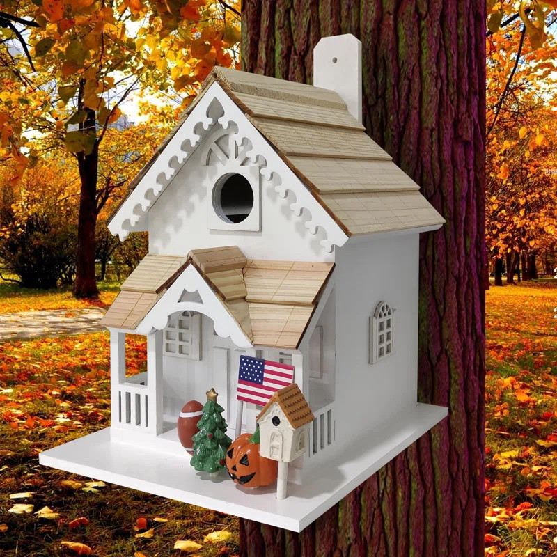 Season's Tweetings Decorations 10 in x 9 in x 8 in Birdhouse | Wayfair North America