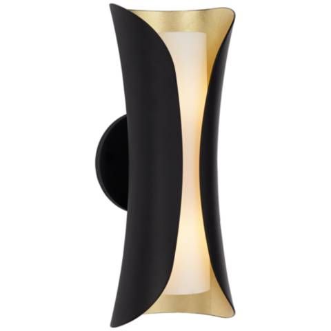 Mitzi Josie 13 1/2" High Gold Leaf and Black Modern Wall Sconce | Lamps Plus