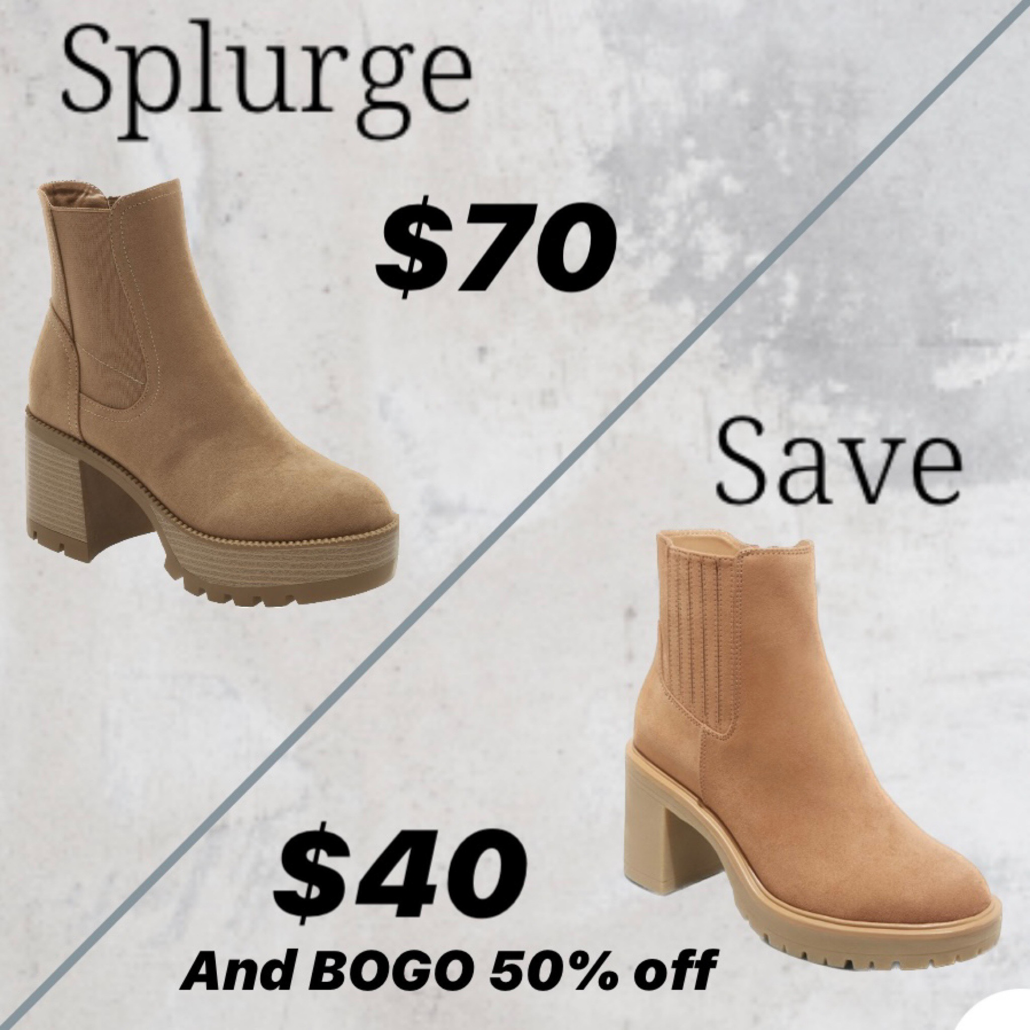 Look for less! Lug heel boots! I have the target version and absolutely love them! Soooo comfy!! And look so cute with leggings or jeans for fall! 

Fall shoe trends, fall casual shoes, tan boots, ankle booties, Chelsea bootie, heeled booties


#LTKunder50 #LTKsalealert #LTKshoecrush