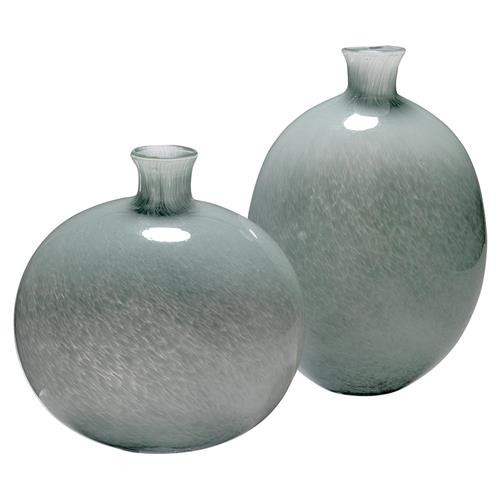 Quinn Coastal Grey Glass Decorative Vase - Set of 2 | Kathy Kuo Home