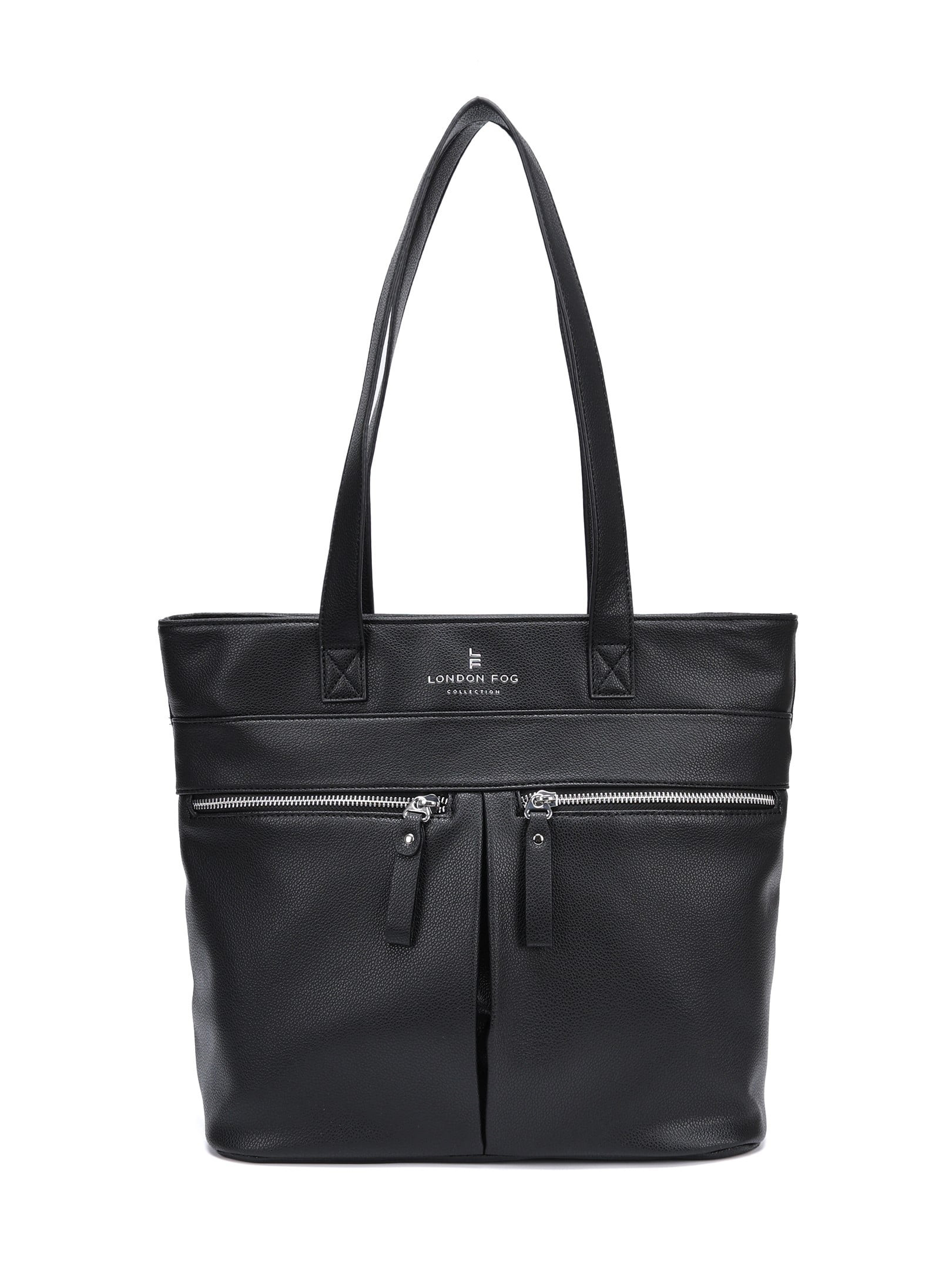 London Fog Women's Inaba Classic Double Zip Pockets Tote, Black | Walmart (US)