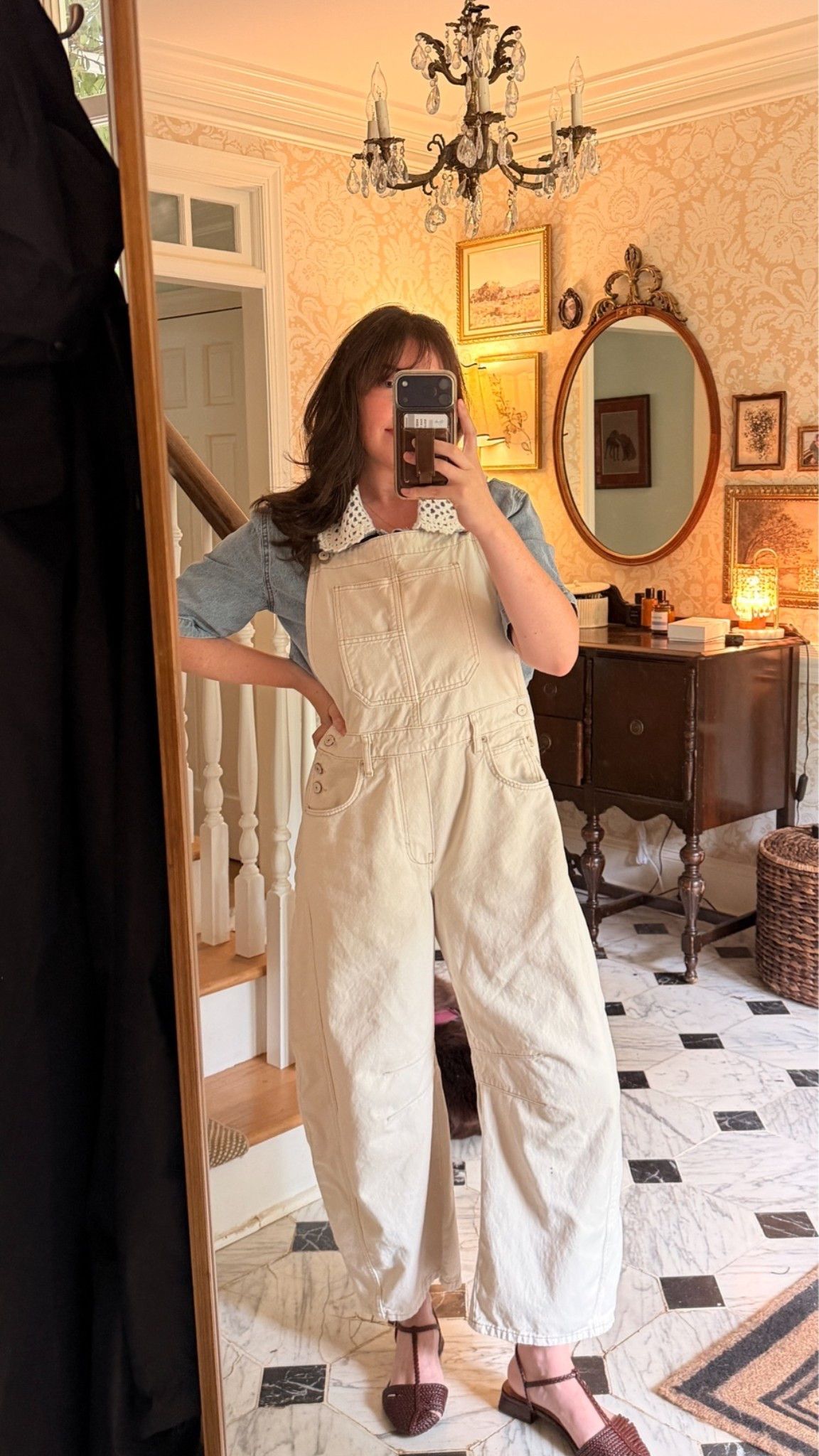 wearing today ☀️ summer casual outfit, overalls, denim shirt