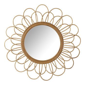 Home Expressions Modern Retro 25" Bamboo Flower Round Decorative Wall Mirror | JCPenney