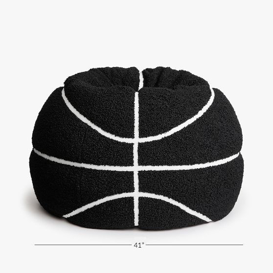 Large Basketball Sherpa Black Bean Bag Chair | Pottery Barn Teen