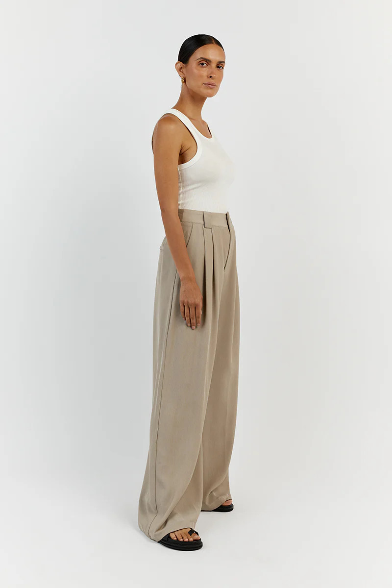 ZANDER TAUPE WIDE LEG PANT | DISSH