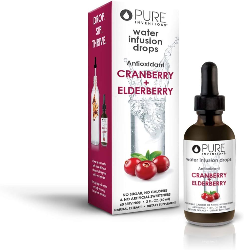 Pure Inventions Cranberry & Elderberry Water Infusion Drops - No Sugar, Calories, or Artificial S... | Amazon (US)