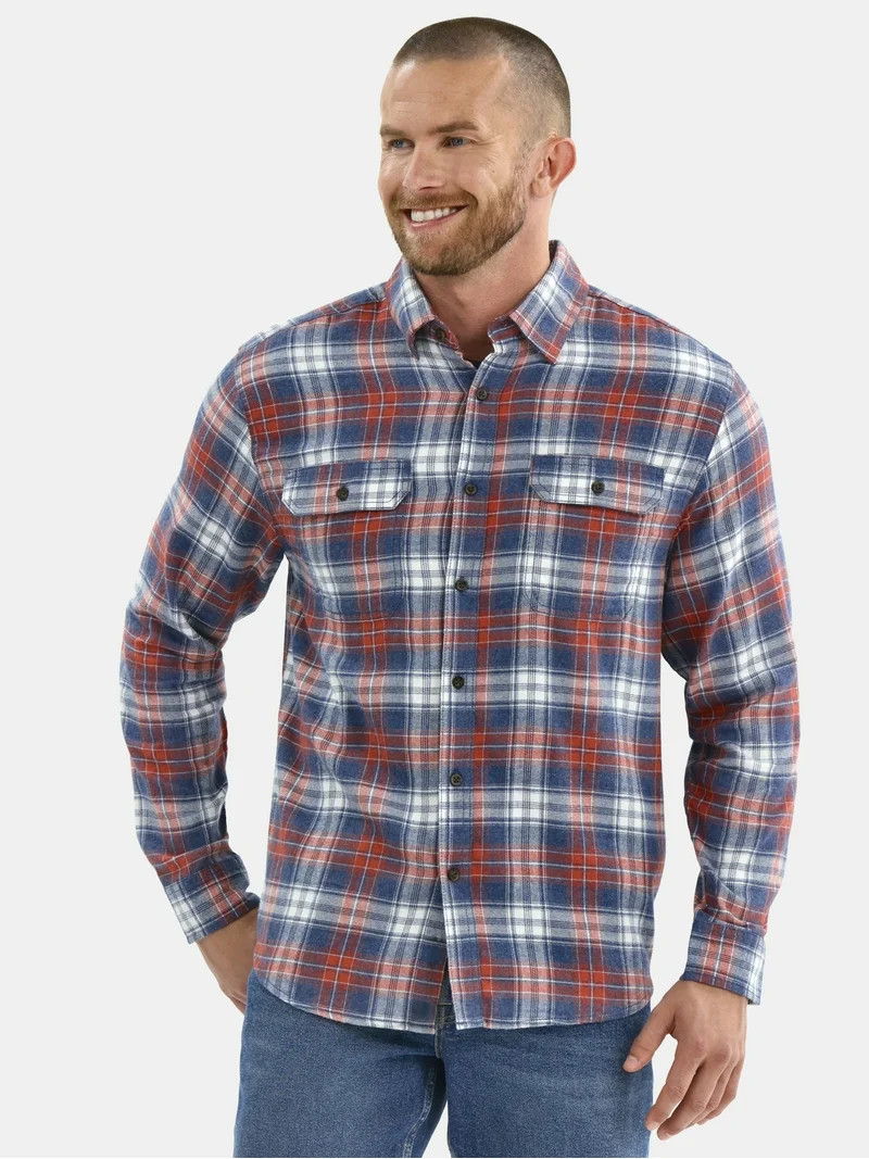 George Men's Flannel Shirt with Long Sleeves, Sizes XS-3XLT - Walmart.com | Walmart (US)