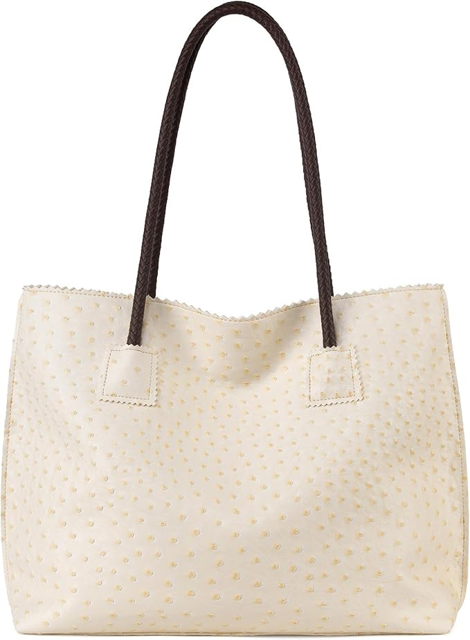 Tote Bag for Women with Zipper Large Ostrich Vegan Leather Shoulder Purses and Handbags | Amazon (US)