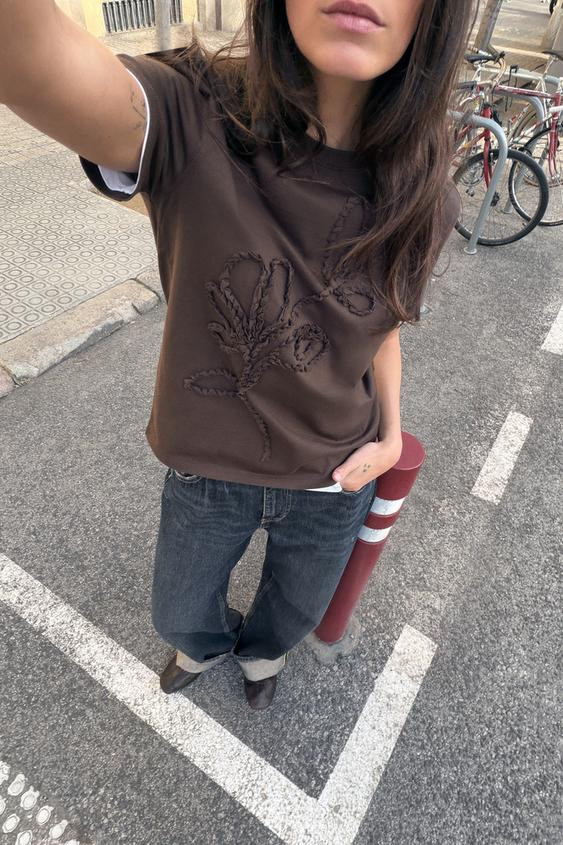 RAISED BOW T-SHIRT | Zara US