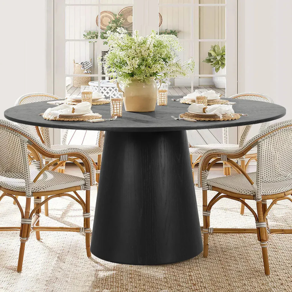 Orchid 60" Oak Round Pedestal Dining Table | Pop Maison