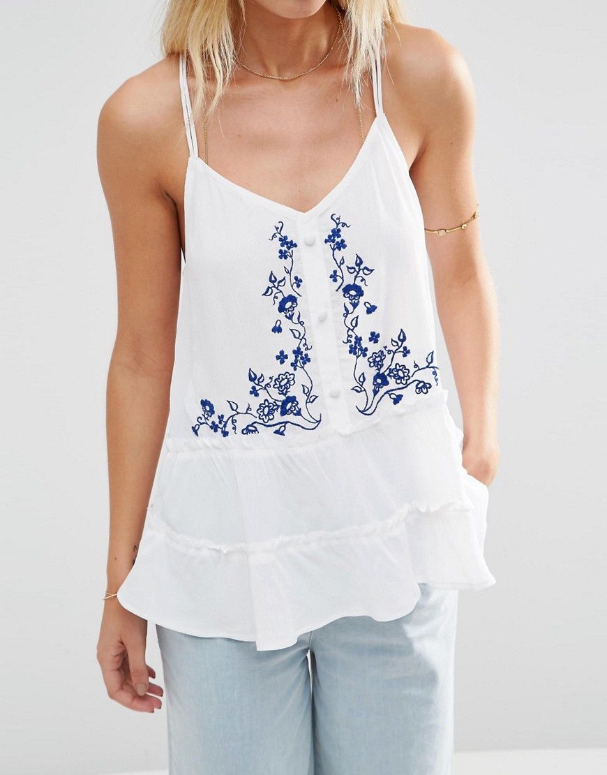 ASOS Tiered Sun Top With Embroidery Detail | ASOS US