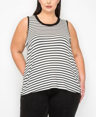 Coin 1804 Plus Yarn Dye Stripe Contrast Double Binding Swing Tank Top - Macy's | Macy's