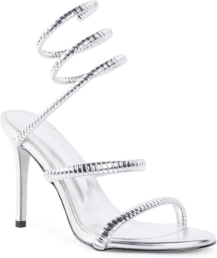 perixir Gold Heels for Women, High Heels with Spiral, 4.17" Stiletto Heeled Sandals for Dressy Wo... | Amazon (US)