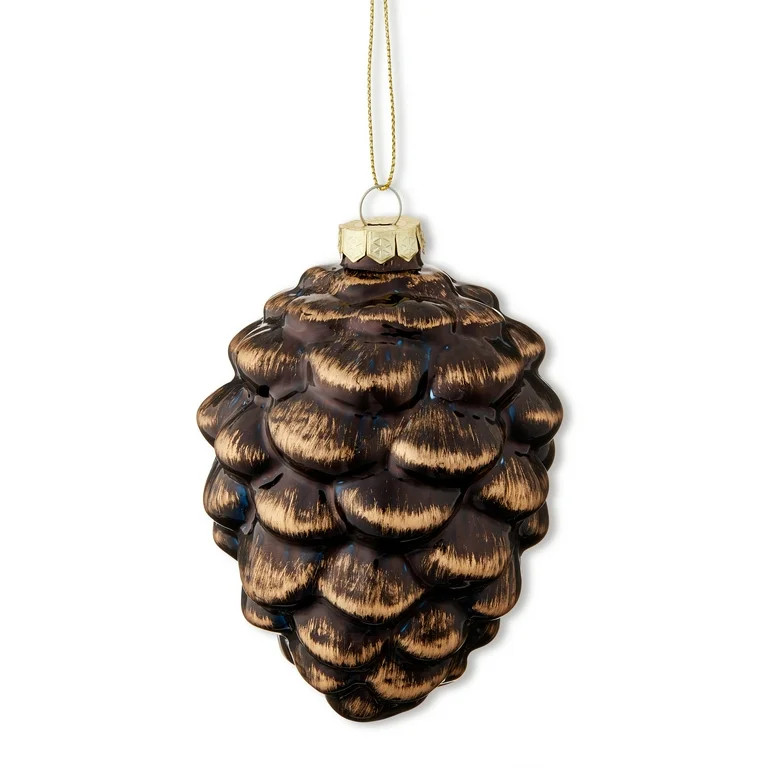 Brown Blown Glass Pinecone Christmas Ornament, 3.9 in, by Holiday Time | Walmart (US)