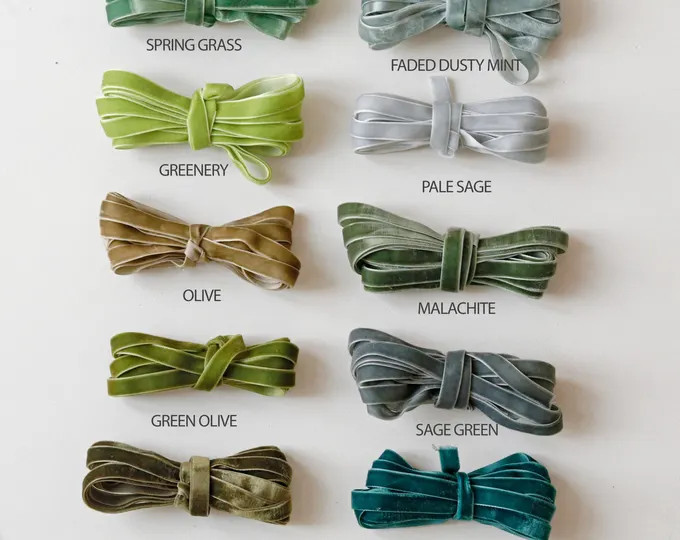 Velvet Ribbon - Jade - 3/8 Inch - Etsy | Etsy (US)