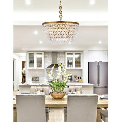 Almeda 6 - Light Unique Tiered Chandelier with Crystal Accents Finish: Brass | Wayfair North America