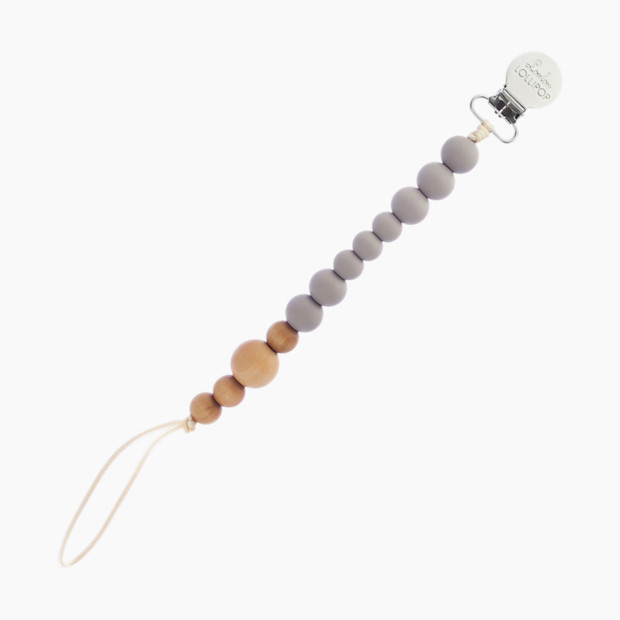 Loulou Lollipop Colorblock Wood & Silicone Pacifier Clip - Cool Grey | Babylist