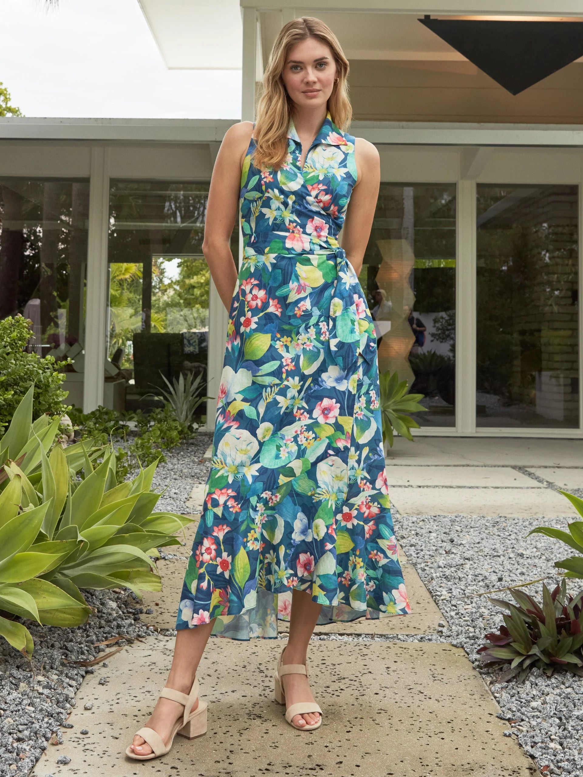 Miramar Linen Dress in Floral Reef | J.McLaughlin