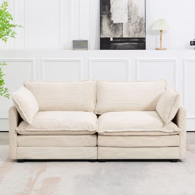 HYLEORY 76.8" Loveseat Sofa for Living Room, Modern 2 Seater Corduroy Sofa Couch for Bedroom Office, Beige | Target