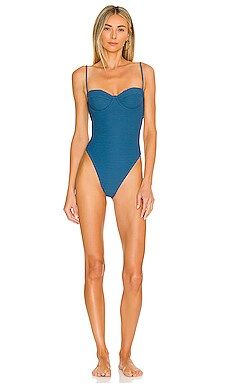 Vix Swimwear Dune Corsage One Piece in Blue Grey from Revolve.com | Revolve Clothing (Global)