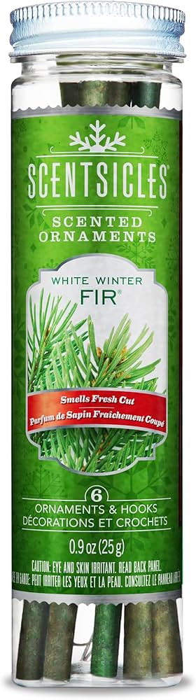 Scentsicles White Winter Fir Scented Christmas Tree Ornaments - 1 Bottle (6 Sticks Total) | Amazon (US)