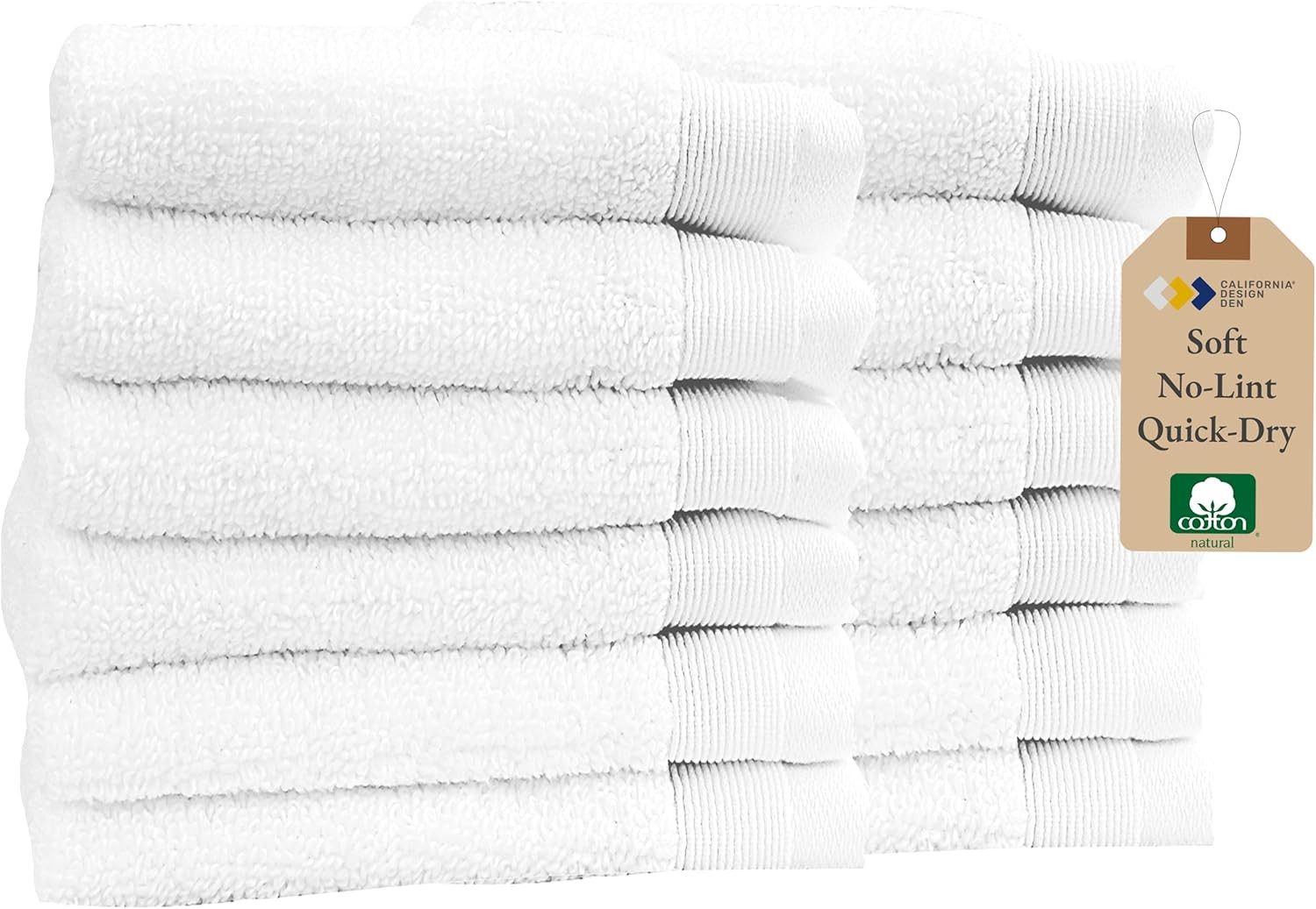 California Design Den Extra Soft and Fluffy 100% Cotton Washcloths - Pack of 12 Quick Dry & Highl... | Amazon (US)