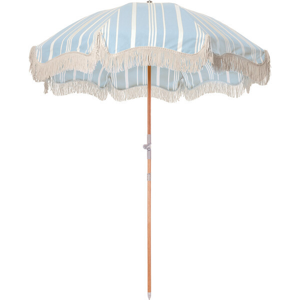 Premium Beach Umbrella, Vintage Blue Stripe | Maisonette