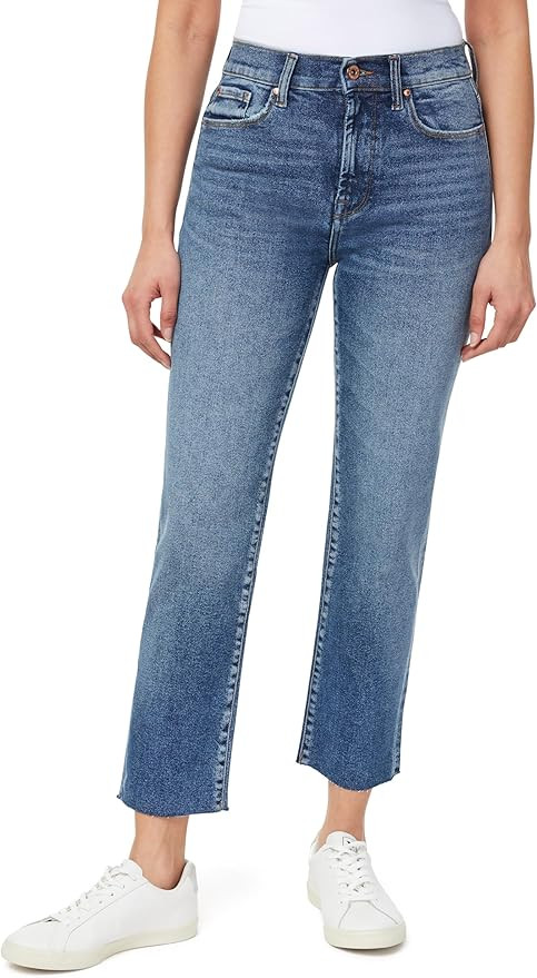 kensie Jeans Women's The Allie High-Rise Slim Straight Raw Hem 27-Inch Inseam, Sizes 0-24 | Amazon (US)