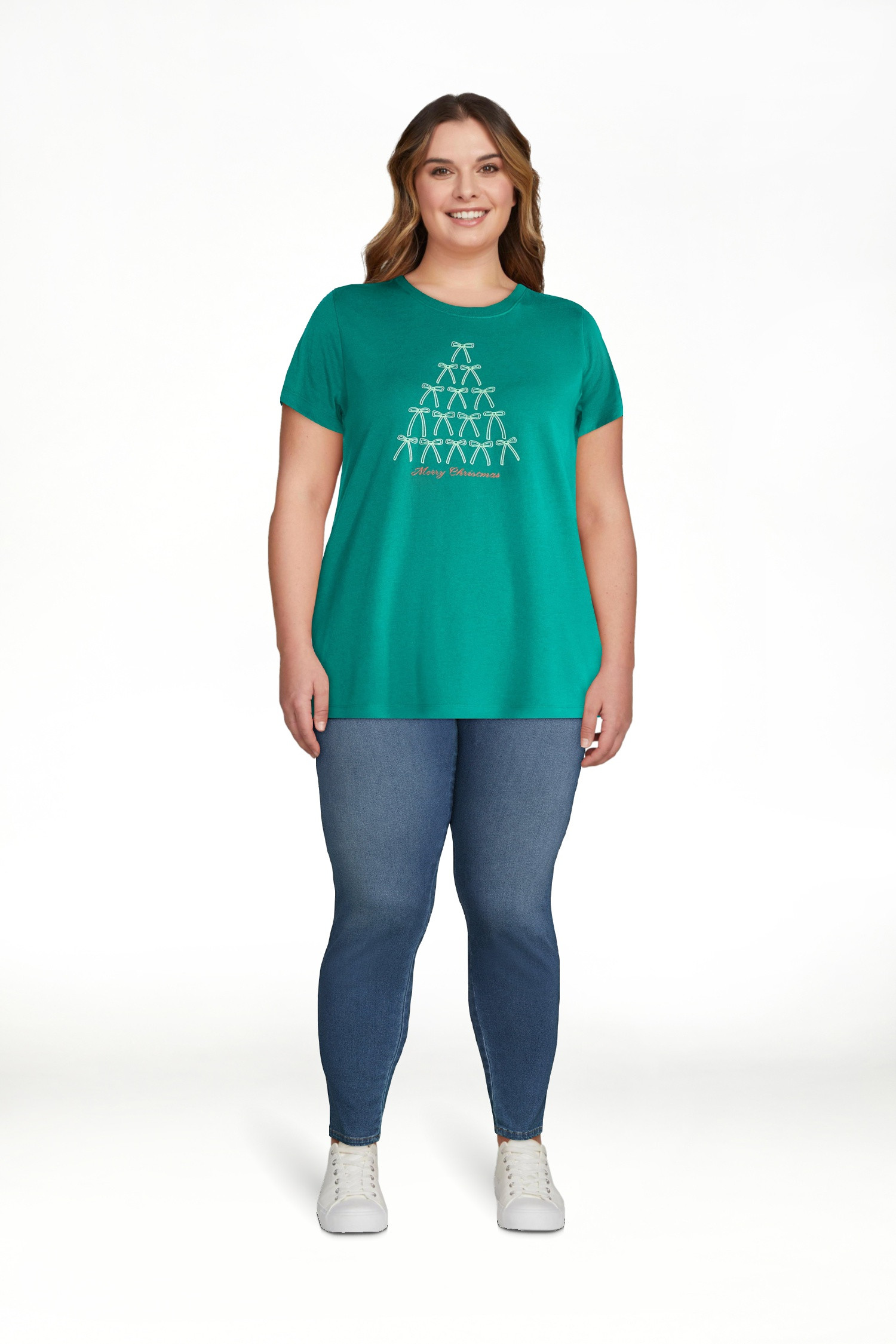 Christmas Women's Bow Tree Graphic Tee from Holiday Time, Sizes S-XXXL | Walmart (US)