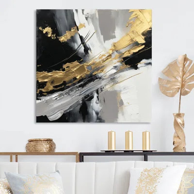 Golden River Wildness Abstract Gold And Black - Abstract Painting Wall Art | Wayfair North America