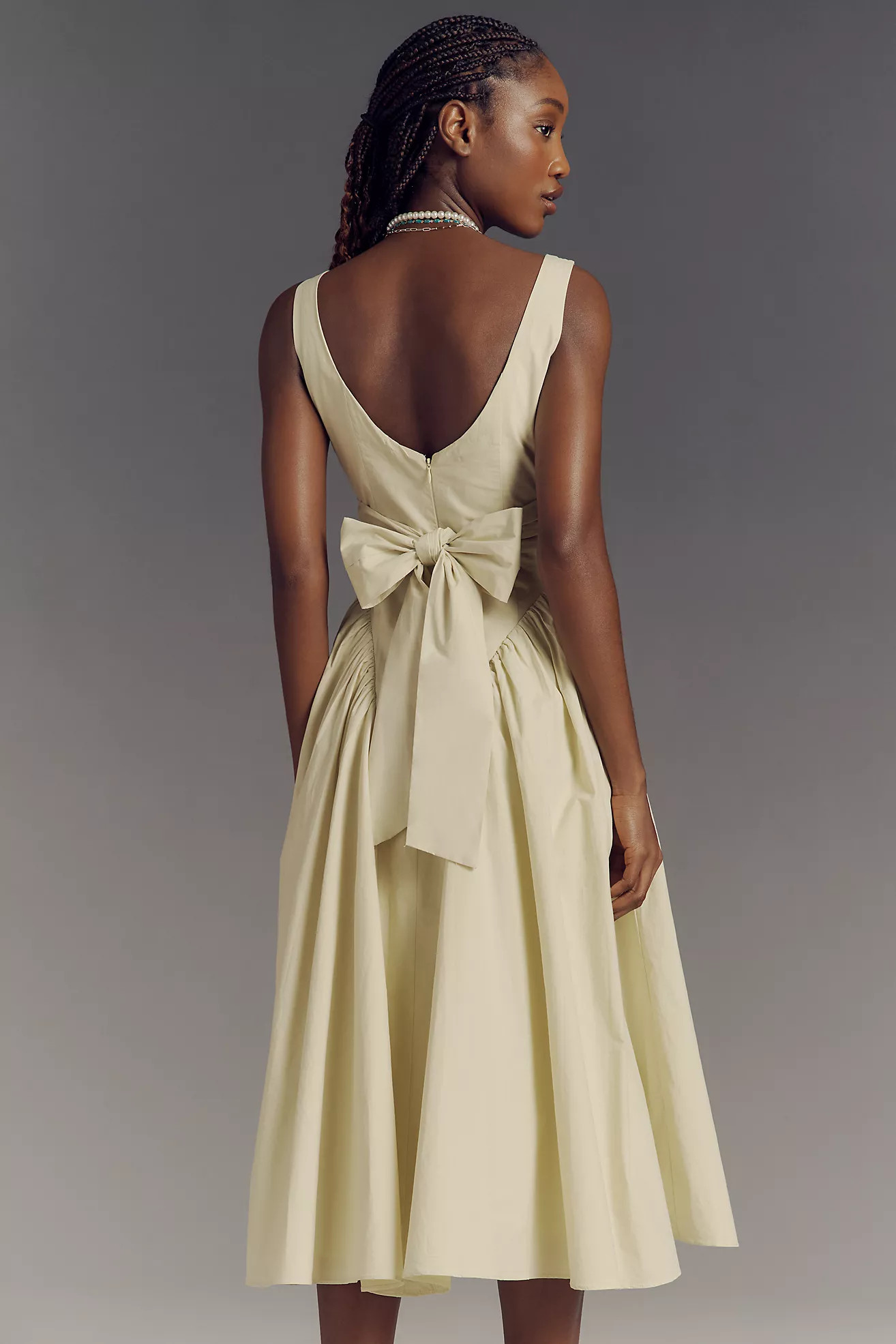 ASTR The Label Square-Neck Basque-Waist Midi Dress | Anthropologie (US)