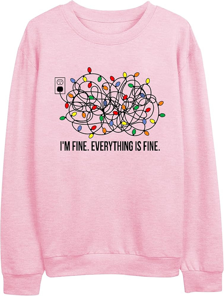 Womens Christmas Sweatshirt Christmas Lights Long Sleeve Shirts Funny Xmas Holiday Pullover Tops | Amazon (US)