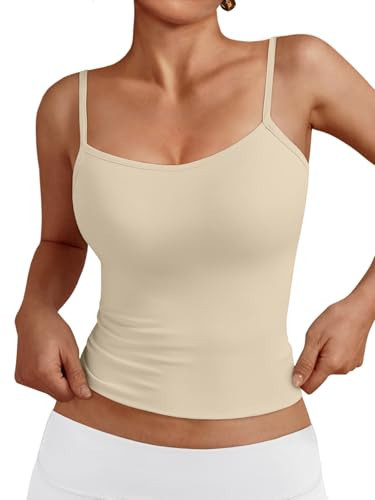 Trendy Queen Womens Tank Summer Tops 2025 Y2k Cute Square Neck Crop Going Out Sexy Teen Girls Sleeveless Fashion Shirts Clothes Outfits Basic Workout Gym Casual Spaghetti Camisole Beige S | Amazon (US)