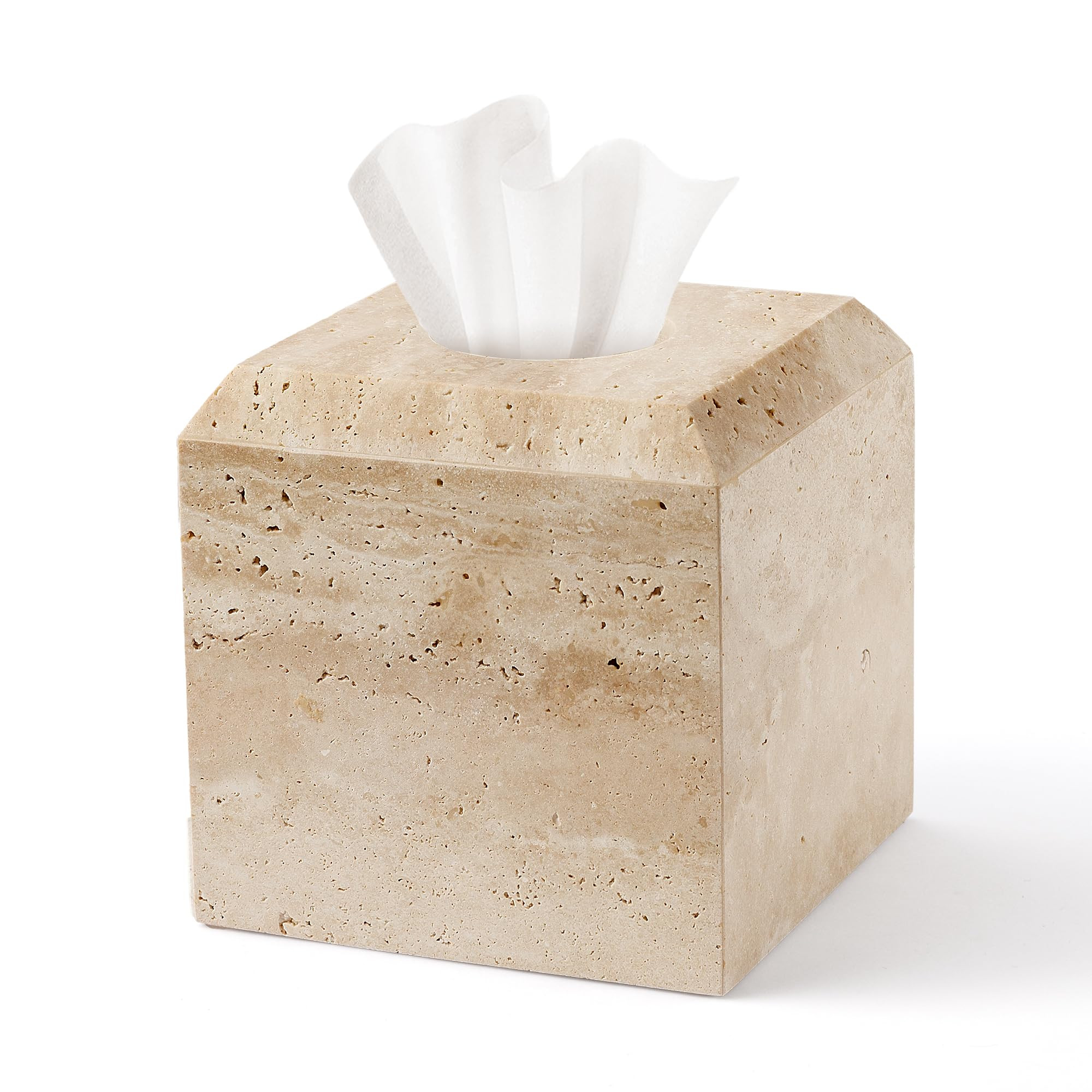 WORHE Tissue Box Cover Italy Natural Travertine Stone Heavy Duty Square Facial Toilet Paper Holde... | Amazon (US)