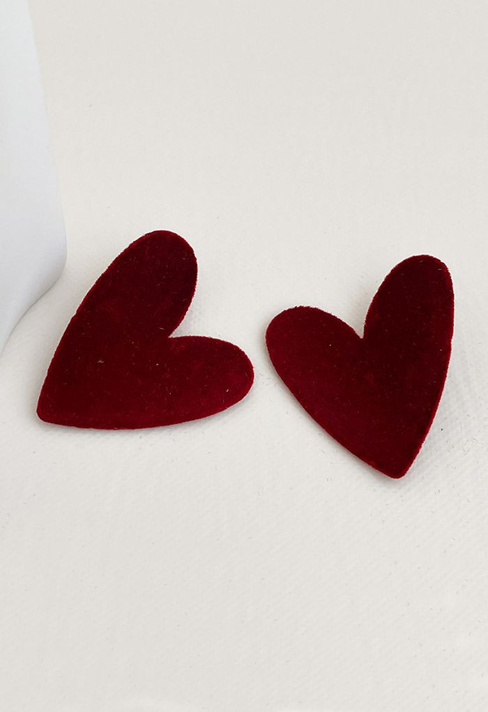 Velvet Heart Shape Earrings | Chicwish