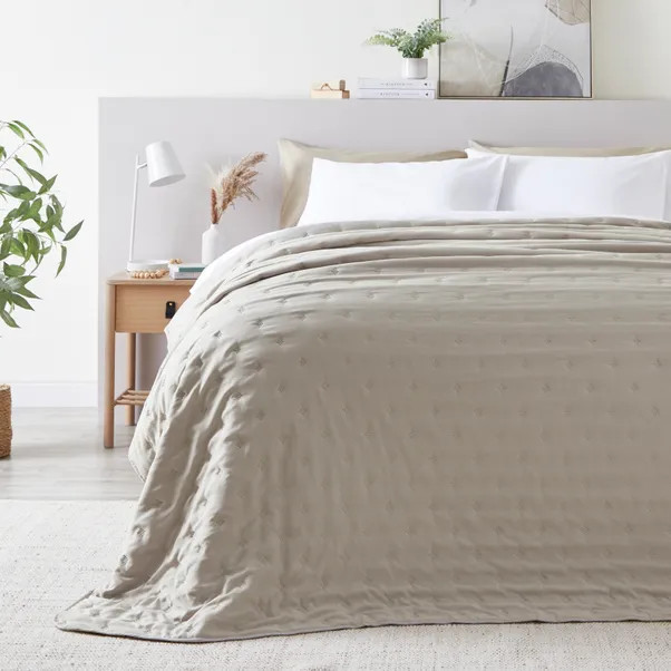 Ella Washed Greige Bedspread | Dunelm (migrated)