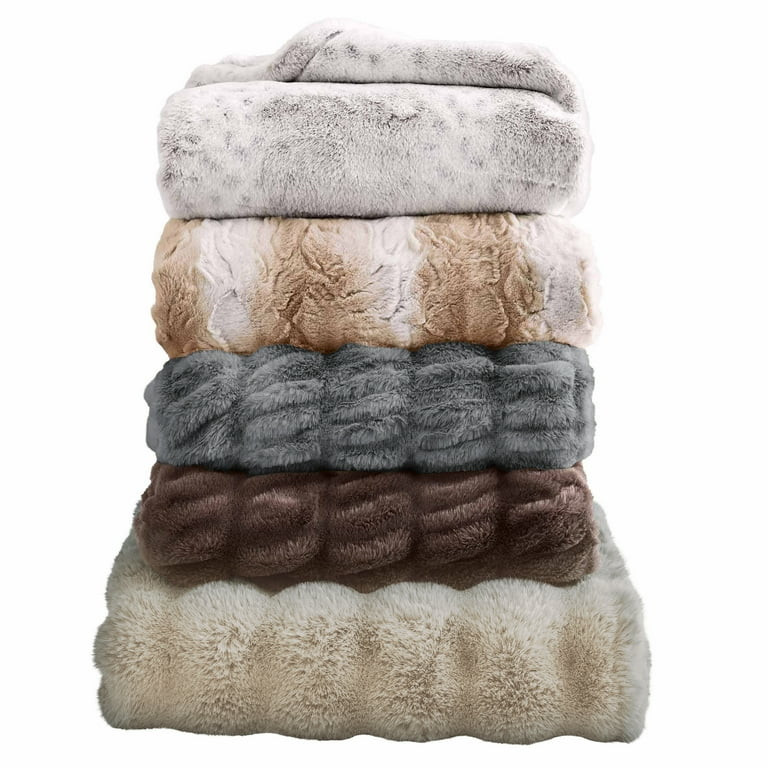 Better Homes & Gardens Beige Texture Faux Fur Throw, 50" x 72", Adult/Teen | Walmart (US)