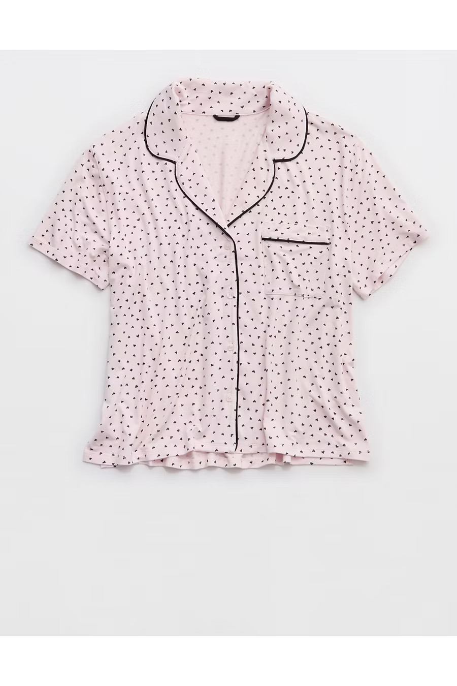 Aerie Real Soft Short Sleeve Pajama Shirt Women's Smoked Gray L | Aerie