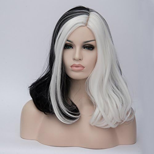 Cying Lin Short Straight Black and White Wig For Women Cosplay Halloween Party (Black and White3) | Amazon (US)