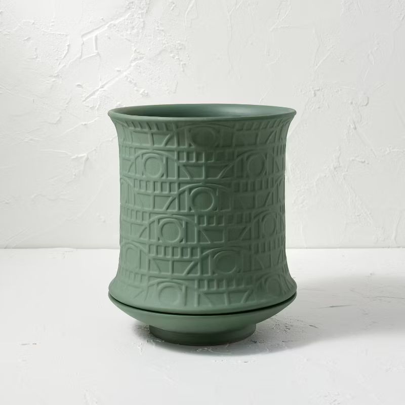 Ceramic Embossed Pattern Planter Matte Teal Green - Opalhouse™ designed with Jungalow™ | Target