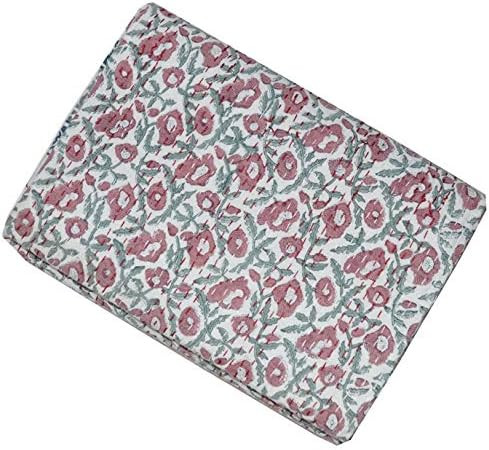Yuvancrafts Indian Hand Block Floral Print Kantha Quilt Handmade Vintage Queen Size Cotton Kantha... | Amazon (US)