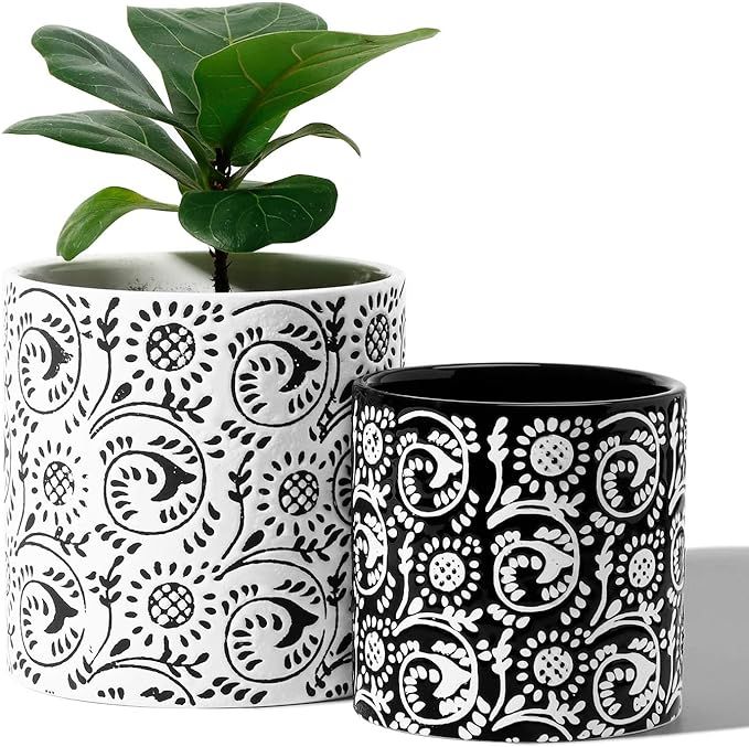POTEY 051802 Planter Pots with Drainage Holes - 5.9 +4.7 Inch Ceramic Cylinder Planters Indoor wi... | Amazon (US)
